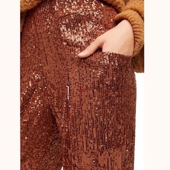 Free People Morelia Metallic Bronze Sequin Jogger XS - Picture 6 of 13